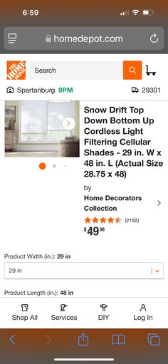 the home depot app is open to show what it's selling for $ 3 99