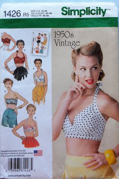 an image of a woman in swimsuits on the cover of a sewing pattern