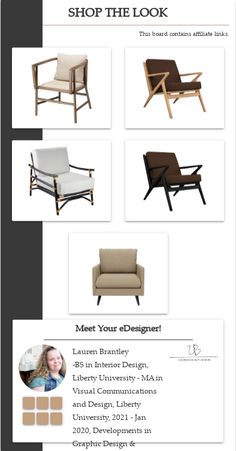 an advertisement for the furniture store with different types of chairs and couches in it