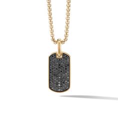 18-karat Yellow Gold Pave Black Diamonds, 1.51 total carat weight, Tag, 27mm Please note: tag only; chain sold separately Elegant Black Jewelry With Cable Chain, Formal Black Jewelry With Cable Chain, Formal Black Cable Chain Jewelry, Luxury Black Jewelry With Chain Detail, Luxury Black Jewelry With Chain, Classic Black Necklace With Cable Chain, Black Diamonds, David Yurman, Black Diamond