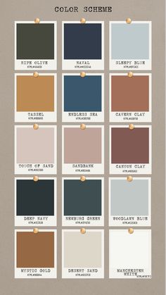 the color scheme for an interior painting project, with different shades and colors to choose from