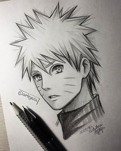 a pencil drawing of an anime character