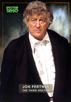 an old man in a suit and tie with the caption john pertwee, the third doctor