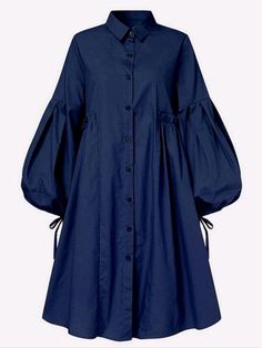 fashion is an instant language Dress Plus Size Long Sleeve, Shirt Dress Plus Size, Women Shirt Dress, Best Casual Dresses, Projek Menjahit, Dress With Buttons, Casual Wear Dress, Lantern Sleeve Dress, Casual Shirt Women