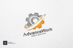 an orange and gray logo with the words advanced work on it