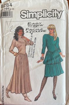 a woman's dress and jacket sewing pattern on a piece of paper with the words simplily written across it