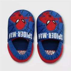 These Slippers Will Keep Your Little One Comfy All Day Colorful Fun Design Your Kid Will Love Made From Soft Fabric For Comfortable Lounging Features Cute Spider Man Graphics No Return All Sales Are Final Casual Blue Slippers With Soft Sole, Blue Synthetic Slippers With Rubber Sole, Blue Synthetic Slippers With Round Toe, Blue Indoor Slippers With Rubber Sole, Fun Blue Non-slip Slippers, Blue Non-slip Fun Slippers, Blue Slippers With Round Toe For Playtime, Blue Round Toe Slippers For Playtime, Synthetic Slip-on Slippers For Playtime