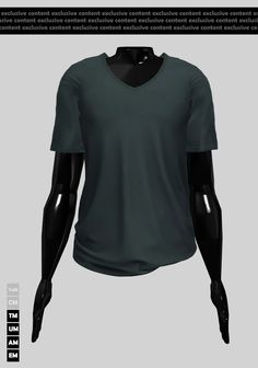 a black mannequin wearing a gray shirt