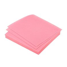 four pink napkins stacked on top of each other in front of a white background