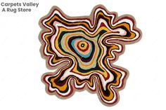 an abstract painting is shown on the back of a sticker that says carpets valley a rug store