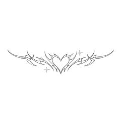 a heart with wings and stars tattoo design