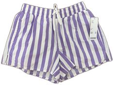 High-waisted Shorts Swim Trunks For Summer, White Shorts For Spring Poolside, Purple Spring Bottoms For Poolside, White Swim Trunks For Poolside Spring, White Swim Trunks For Poolside In Spring, Trendy White Cotton Swimwear, White Short Length Swim Trunks For Spring, White Short Swim Trunks For Spring, White Casual Swim Trunks For Spring