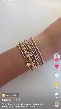 Pretty Stacks, Jewelry Stack, Gold Bracelets Stacked, Dope Jewelry Accessories, Surf Jewelry, Bracelet Stacks, Preppy Jewelry, Lucky Jewelry, Beaded Jewelry Designs