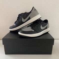 One Pair Of Nike Air Jordan One Low Gs. They Come With 2 Pairs Of Laces (Black, And Gray) And Also They Are In All Their Original Packaging. They Have Never Been Worn. I Just Ordered The Wrong Size. (Mens Size 8, Womens Size 9.5) Gray Custom Leather Sneakers With Boost Midsole, Gray Basketball Shoes With Contrast Sole, Gray Jordan Sports Shoes With Rubber Sole, Gray Jordan Shoes With Rubber Sole For Sports, Gray Low-top Basketball Shoes With Contrast Sole, Gray Low-top Custom Sneakers With Contrast Sole, Gray Sporty Basketball Shoes With Contrast Sole, Sporty Gray Basketball Shoes With Contrast Sole, Gray Urban Custom Sneakers With Branded Insole