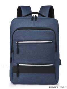 BagForLove - Business Laptop Backpack with Two Tone Charging Port and Zipper Blue Student Bag With Zipper Pocket, Blue Laptop Bag With Zipper For Daily Use, Casual Blue Laptop Bag For School, Blue Backpack With Zipper Pocket For Back To School, Functional Blue Laptop Backpack, Blue Laptop Backpack For Travel, Back To School Blue Backpack With Zipper Pocket, Blue Backpack For Daily Use With Zipper Closure, Blue Backpack With Zipper For Daily Use