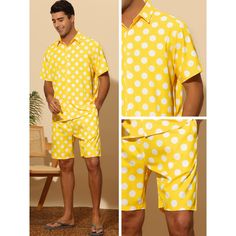 This is a uniquely designed short-sleeved set with a polka dot pattern, which consists of a shirt and shorts. Made of soft and lightweight fabric, the Hawaiian set gives you a comfortable wearing experience on summer days. Wear it to attract others' attention. Travel easily with this outfit, no need to think about matching. It is suitable for summer vacation, beach, pool, party, club, and daily wear. Casual Polka Dot Shorts For Summer, Cotton Polka Dot Sets For Summer, Casual Polka Dot Sets For Spring, Midi Skirt With Pockets, Animal Print Outfits, Polka Dot Shorts, Hawaiian Shorts, Polka Dot Shirt, Rainbow Shirt