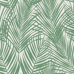 a green and white palm leaf wallpaper with the word, i love you on it