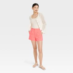 Create an array of cool and confident warm-weather looks with these High-Rise Tailored Shorts from A New Day™. Made from lightweight fabric with a hint of spandex, these high-rise shorts offer all-day cool comfort and easy movement. Designed with a fly hook and zipper, they feature two side pockets to add functional flair to your look, while the solid hue makes for easy pairing with different tops. A New Day™: Style that goes wherever you do. Lightweight Stretch Summer Shorts, Lightweight Stretch Shorts For Summer, Lightweight Stretch Summer Bottoms, Lightweight Bottoms For Spring Vacation, Lightweight Relaxed Fit Shorts For Spring, Casual Stretch Shorts For Warm Weather, Lightweight Stretch Shorts For Spring, Casual Lightweight Shorts For Spring, Lightweight Stretch Bottoms For Spring