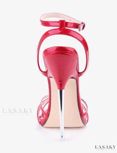 Lasaky - Womens Patent Leather High Heel Sandals - Red Open-Toe Heels with Elegant Knot Detailing Elegant Red Strappy Sandals, Red Platform Sandals For Evening, Red High Heels With Buckle Closure, Red Patent Leather Heels With Buckle Closure, Red Closed Toe Sandals For Party, Red High Heel Sandals With Buckle Closure, Red High Heel Sandals With Heel Loop, Red Platform High Heel Sandals, Red Closed Toe Platform Sandals