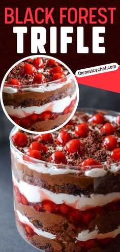 Black Forest Trifle, Christmas desserts, holiday baking list Cherry Trifle Desserts, Forest Desserts, Triffle Recipe