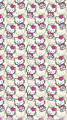 many hello kitty wallpapers with pink bows on them