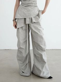 Hantuki Drawstring Layered Pants Layered Pants, Casual Date Night, Glamorous Style, Overall Dress, Ruffle Skirt, Casual Denim, Palazzo Pants, Fashion Pants, Trousers Women