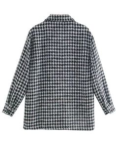 The Taylor Tweed shacket in a houndstooth fabric is a chic way to layer up this season. It features a turn-down Spread collar, two chest pockets, and black buttons. This shirt goes perfectly with vegan leather leggings and a white top for a fashionable, laid-back style. Tweed Shirt, Houndstooth Fabric, Houndstooth Coat, Vegan Leather Leggings, Houndstooth Jacket, White Houndstooth, Synthetic Lace Front Wigs, Laid Back Style, Jacket Buttons