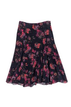 Current Boutique-Thakoon - Black w/ Red Paisley Print Pleated Silk Skirt Sz 0 Romantic Skirt, Red Paisley, Silk Skirt, Black Silk, Paisley Print, Side Zipper, Shoulder Top, Kitten Heels, Off The Shoulder