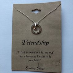 Sterling Silver Circle Friendship Necklace Nwt Elegant Necklaces For Friendship, Elegant Necklace For Friendship, Elegant Silver Necklace For Friendship, Elegant Silver Charm Necklaces For Friendship, Elegant Silver Charm Necklace For Friendship, Elegant Friendship Necklaces, Silver Necklace With Hallmark For Everyday, Everyday Silver Necklace With Hallmark, Compass Rose Design