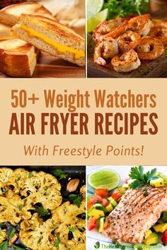 the cover of 50 + weight watchers'air fryer recipes with freestyle points