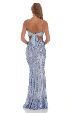 Sequin Mermaid Dress in Blue | LUCY IN THE SKY Sparkly Tight Prom Dress Long, Pastel Blue Prom Dress Tight, Prom Dresses Lucy In The Sky, Light Blue Prom Dress Long Tight, Blue Skin Tight Prom Dresses, Sky Blue Prom Dress Sequin, Blue Sequin Spaghetti Strap Dress For Homecoming, Blue Sequin Dress With Spaghetti Straps For Homecoming, Blue Backless Sequin Prom Dress