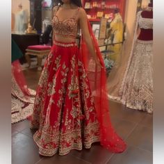 I’m 5’2 & I Weight 105 Lbs. Feel Free To Ask More Questions! Purchased From Manshaa. Red Lehenga With Pallu For Evening, Red Silk Gown With Dupatta, Traditional Red Lehenga For Evening, Elegant Red Lehenga For Evening, Elegant Red Evening Lehenga, Formal Red Lehenga With Intricate Embroidery, Formal Red Dupatta, Elegant Red Embellished Dupatta, Elegant Red Lehenga With Pallu