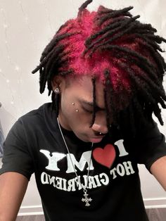 Mens Dreadlock Styles, Dyed Dreads, Colored Dreads, Bleached Hair Men, Pink Dreads, Pfps Icons, Short Locs, Dreadlock Hairstyles For Men, Cute Hair Colors