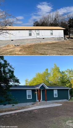 before and after photos of a house in the process of remodeling it