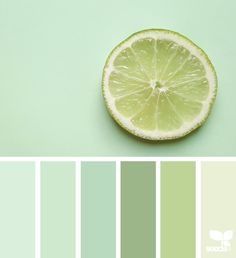 a lime green color scheme with shades of pale blue and light green