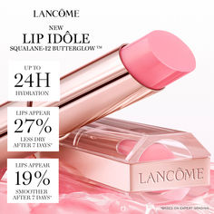 Color & Care for your lips with NEW Lip Idôle Squalane-12 Butterglow. Lancome Lipgloss, Lancome Lip Balm, Lancome Lipstick Swatches, Lancome Juicy Tubes, Lancome Idole Perfume, Cream Serum, Hydrating Lip Balm, Soft Lips, Color Care