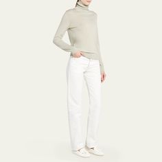 Loro Piana "Dolce Vita" knit turtleneck in cashmere  Foldover neckline Long sleeves Ribbed trim  Hip length Fitted Pullover style Cashmere Dry clean Made in Italy Elegant Beige Turtleneck For Work, Elegant Fine Knit Turtleneck For Spring, Elegant Beige Funnel Neck Sweater, Spring Cashmere Turtleneck Top, Elegant Cashmere Turtleneck Top, Elegant Cream Turtleneck Top, Elegant Beige Turtleneck, Elegant White High Neck Turtleneck, Spring Cashmere Turtleneck Sweater