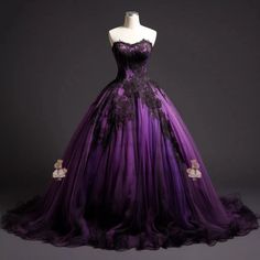 Gothic Black And Purple Evening Dress Off The Shoulder Tulle Applique Party Gown. This pin contains affiliate links, which means I may earn a commission at no cost to you extra for you. 
#affiliate #advertising" Dark Purple And Black Prom Dress, Dark Purple Evening Dress, Purple Gown Dress, Purple And Black Dress Gowns, Dark Purple Sweet 16 Dresses, Purple And Black Gown, Purple And Black Quinceanera Dresses, Quinceanera Dresses Purple And Black, Quinceanera Dresses Dark Purple