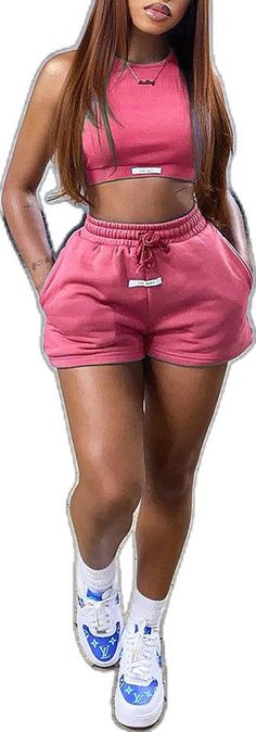 High Waist Shorts, Slim Fit Shorts, Shorts Set, High Waisted Shorts, Workout Shorts, Short Sets, Round Neck, High Waist, Two Piece