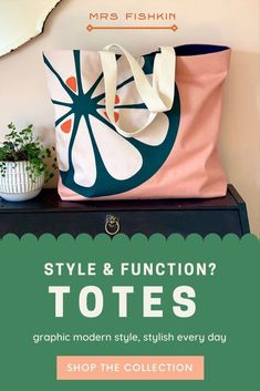 Style & Function? Totes Gorgeous cotton canvas shoulder bags for all the things. A lined bag with storage pockets, great for beach, yoga, gym, market and travel. Visit the Mrs Fishkin shop to learn more. Pink Shoulder Bag, Cute Canvas