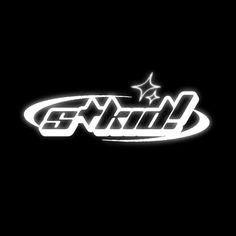 the logo for snkll is shown in white on a black background with stars