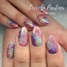 Gel Nail Designs Sparkle, Colourful Glitter Nails, Fun Glitter Nails, Camp Makeup Looks, Super Sparkly Nails, Rainbow Sparkle Nails, Disco Nail Art, Classy White Nails, Carnival Nails