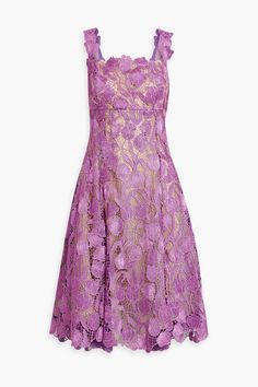 Shop on-sale OSCAR DE LA RENTA Metallic guipure lace dress for Woman. Browse the best deals from OSCAR DE LA RENTA and luxury fashion at The Outnet. Guipure Lace Dress, Capsule Outfits, Dress For Woman, Wardrobe Outfits, Guipure Lace, Lilac Dress, Knitwear Tops, Purple Dress, Knee Length Dress