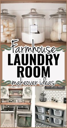 the farmhouse laundry room makeover ideas are great for small spaces, and they're easy to do