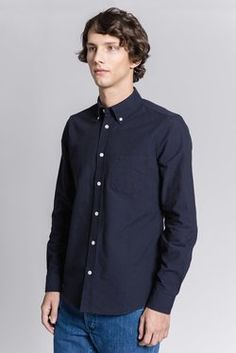 The Oxford Shirt - Dark Navy - Men's Classic Cotton Button Down Classic Shirt With Buttoned Pockets For Everyday, Classic Tops With Buttoned Pockets And Spread Collar, Classic Top With Buttoned Pockets And Spread Collar, Classic Shirt With Spread Collar And Buttoned Pockets, Classic Shirt With Snap Buttons For Everyday, Classic Slim Fit Tops With Pockets, Classic Business Casual Tops With Snap Buttons, Classic Unstructured Shirt With Snap Buttons, Classic Button-up Tops With Welt Pockets