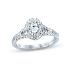 Kay Jewelers Engagement Rings, Oval Halo Engagement Ring, Kay Jewelers, Monique Lhuillier, White Gold Band, Gold Price, Diamond Stone, Round Cut Diamond, Diamond Engagement Ring