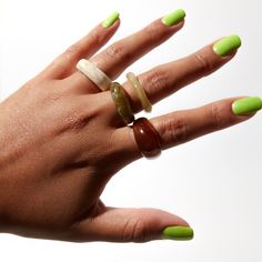 DALLAS RESIN RING (VICTORIA & SOFIA X THE M) Ready to ship! Available in brown, white, green, and lime. Each ring is unique, shape and colors may vary. Material: Resin *Discount codes cannot be added to this collection* M Jewelers, Lime Color, Resin Rings, Resin Ring, Discount Codes, Stackable Rings, White Green, Stone Rings, Gold Vermeil