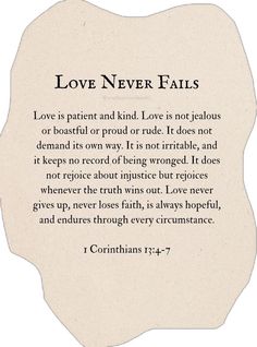 a plaque with the words love never falls