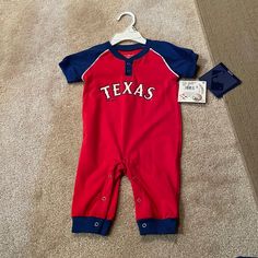 Nwt, Texas Rangers Baseball, Baby One Piece Short Sleeve. Red. 3 Sizes Available. 0/3, 3/6, 6/9 Bundle And Save. Fitted Red Onesie For Spring, Red Onesie For Playtime In Spring, Toddler Baseball Outfit, Playful Red Onesie For Playwear, Red Fitted Casual Onesie, Red Cotton Onesie For Playwear, Red Spring Playtime Onesie, Red Spring Onesie For Playtime, Red Short Sleeve Onesie For Playtime