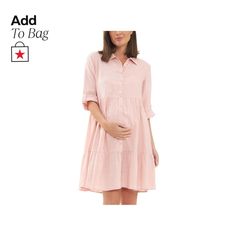 in stock Pink Cotton Shirt Dress For Day Out, Long Sleeve Pink Cotton Shirt Dress, Pink Long Sleeve Cotton Shirt Dress, Pink Short Sleeve Shirt Dress For Daywear, Chic Pink Cotton Shirt Dress, Feminine Shirt Dress With Button Closure For Daywear, Pink Collared Cotton Dress, Pink Cotton Collared Dress, Pink Collared Shirt Dress For Daywear